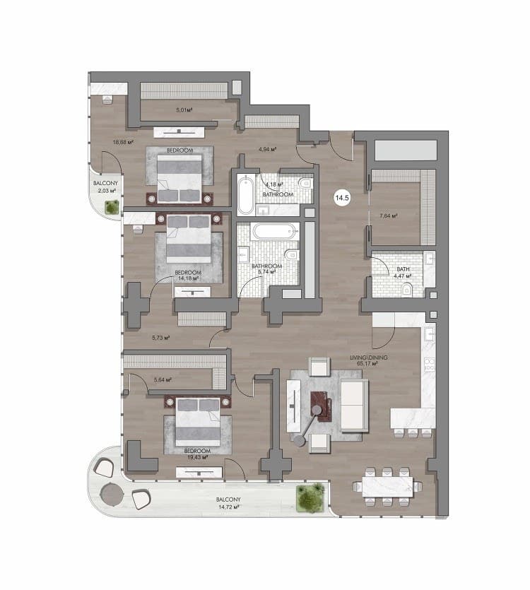Планировка квартиры 14.5