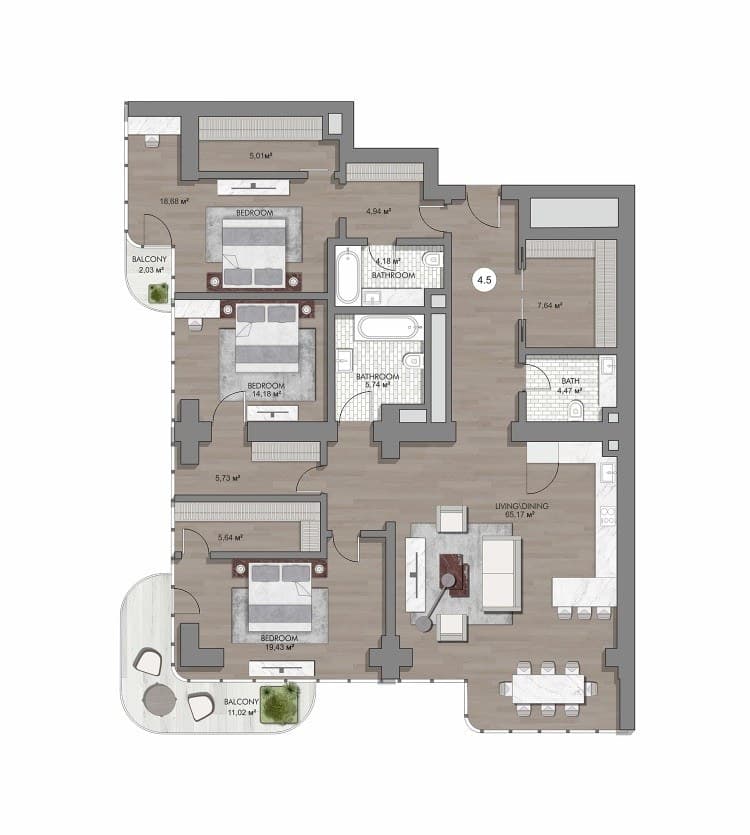 Планировка квартиры 4.5
